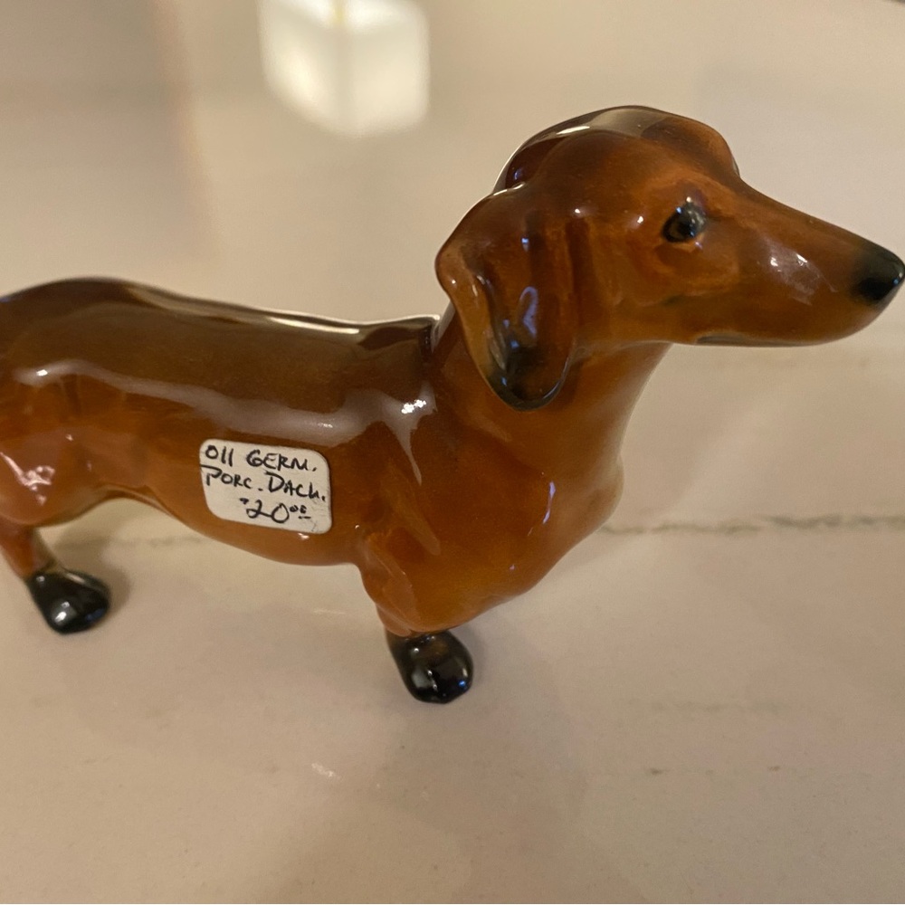 Antique Porcelain Dachshund Dog Figurine